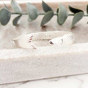 925 Sterling Silver Cuff Bracelet Fish Bracelet Modern Silver Bangle Bracelet